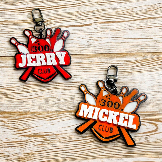 Customized Bowling 300 Club Keychain